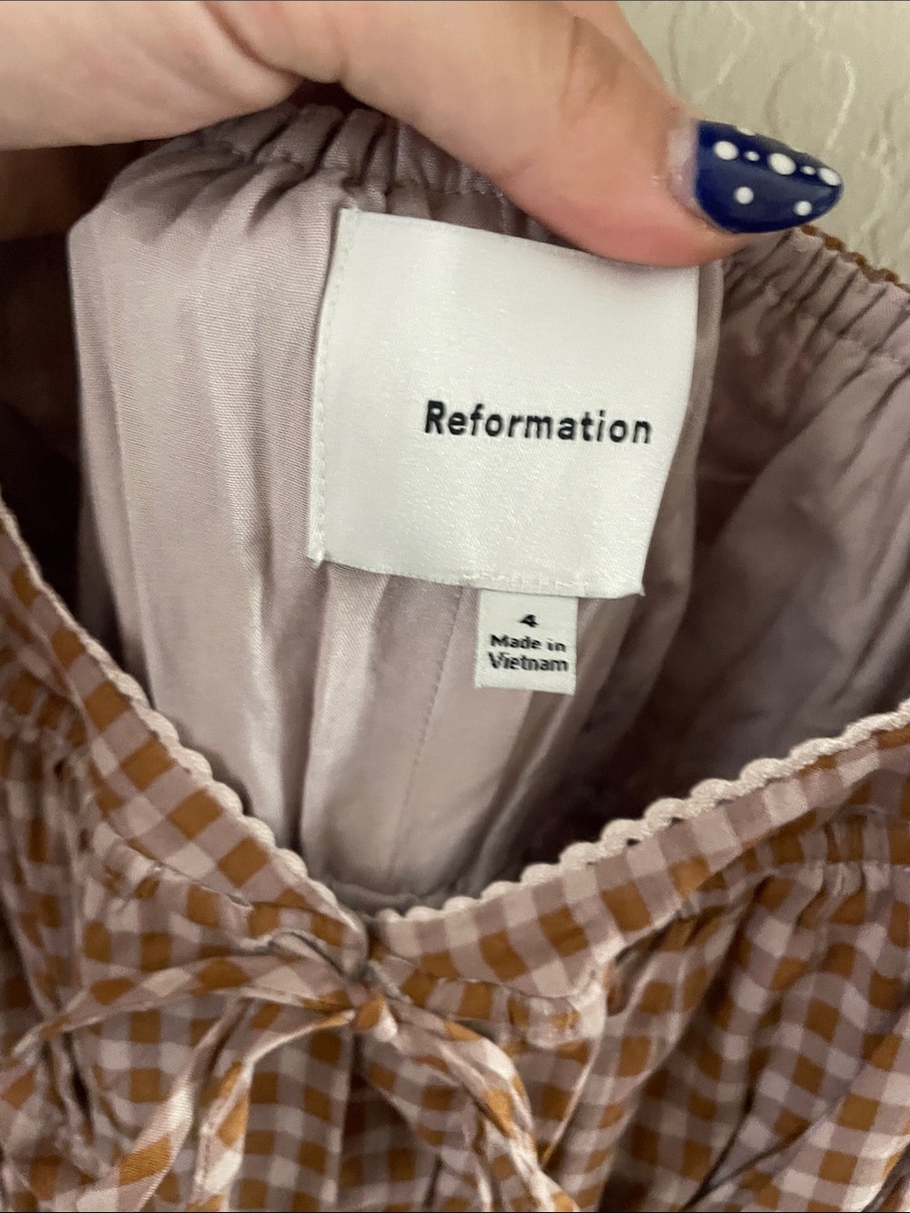 NWT REFORMATION Rhett Gingham Puff Dress - Picture 8 of 10